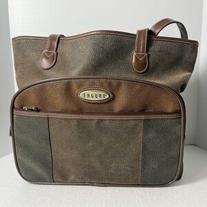 VINTAGE JAGUAR Textured Pebbled Leather Travel Tote • Earthy Boho Chic